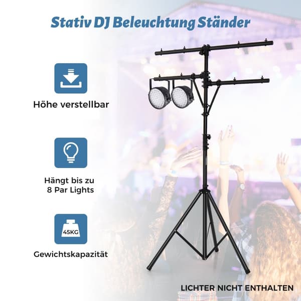 Bærbart lysstativ, justerbar højde, holder 8 lys