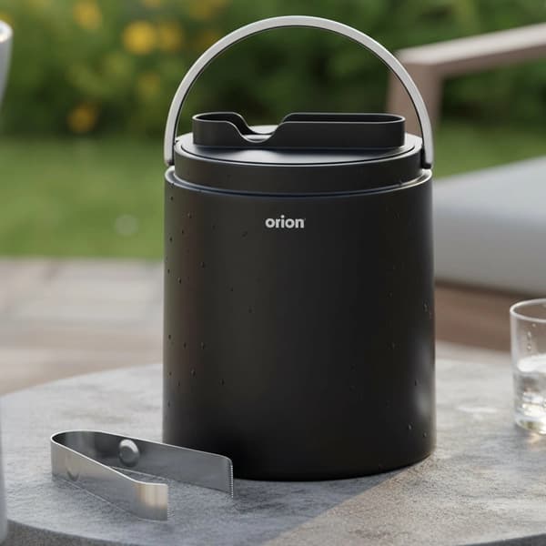 Isspand i rustfrit stål med låg og tang, 1,9 l, sort