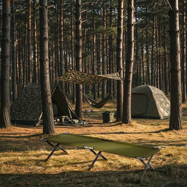 Hopfällbar tältsäng, grön, 200 cm