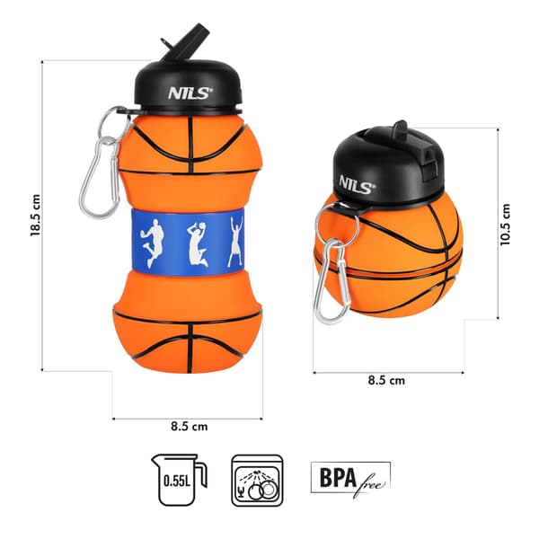 Folding Silikone Cup 550ml – Basketball Design