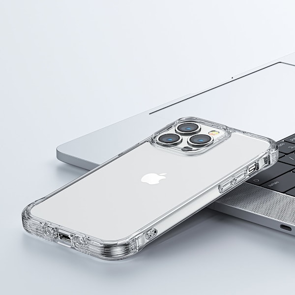 Fodral till iPhone 14, bepansrat hölje med krokar och genomskinligt stativ