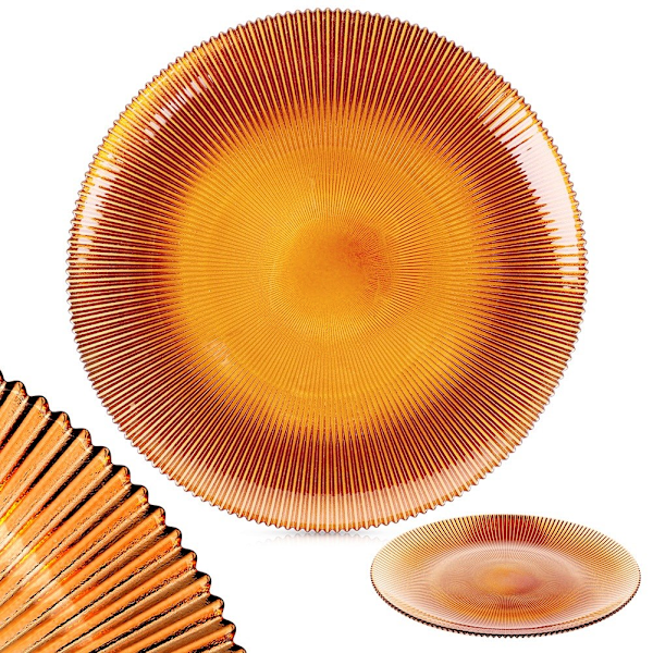 Middagstallerken lavvandet glas rav 28 cm