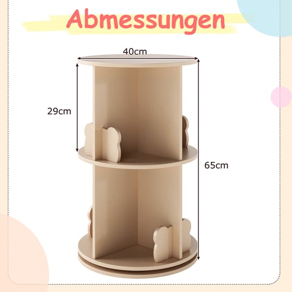 Roterende børnebogreol – 2-lags, kanindelere, 360° adgang
