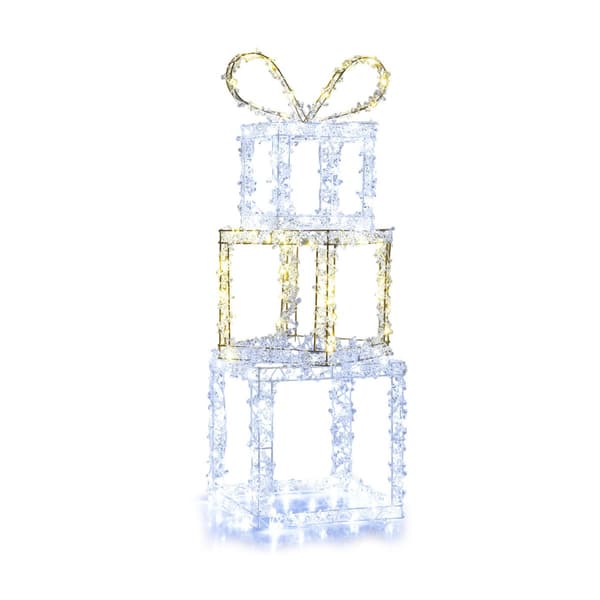 Upplysta julklappsaskar set om 3, LED, utomhus