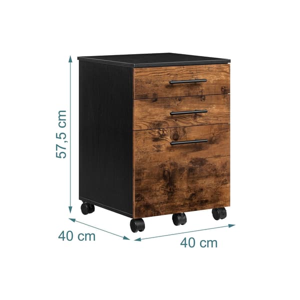 Mobilt skab med 3 skuffer, brun – 57,5x40x40 cm