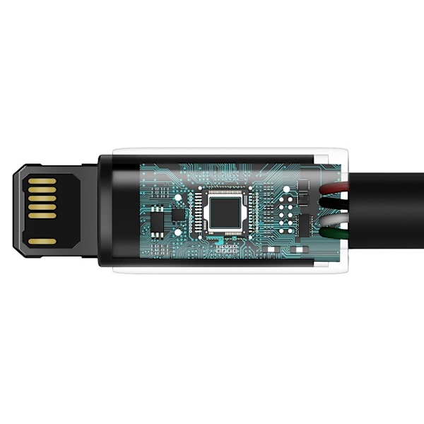 Flettet kabel til iPhone USB - Lightning 1m - helt sort