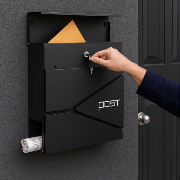 Postkasse med avisindkast – Matsort stål