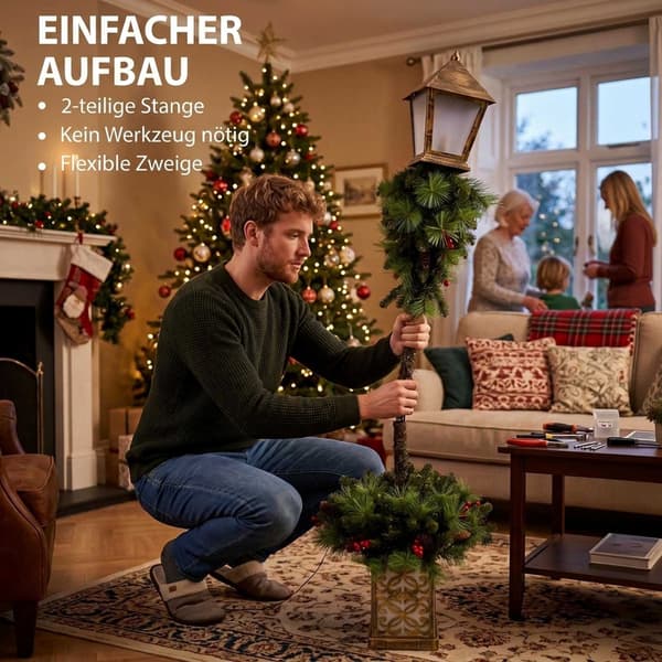 Udendørs julelanterne med 50 varme hvide LED'er, 150 cm