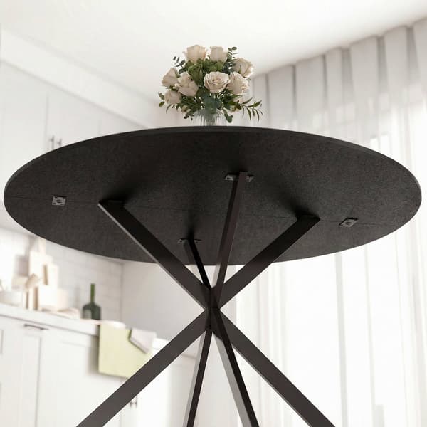 Rundt spisebord til 4 personer, industriel stil, sort