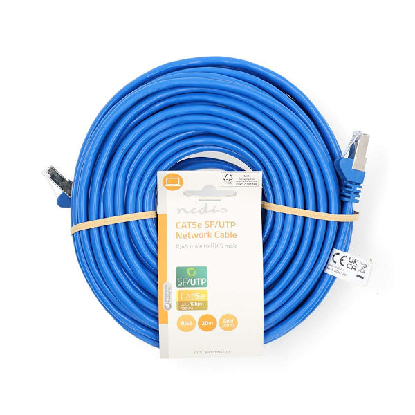 CAT5e netværkskabel | SF/UTP | RJ45 Han | RJ45 Han | 20.0 m | Runde | PVC | Blå | Label