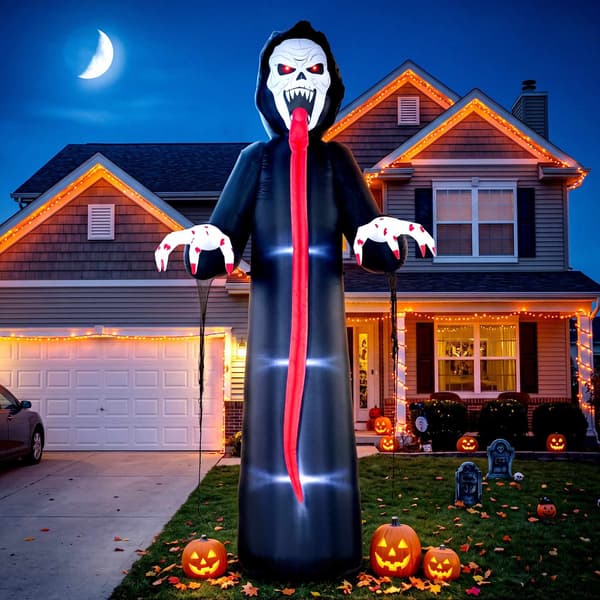 Uppblåsbart Halloween-skelett med LED-ljus, 310 cm