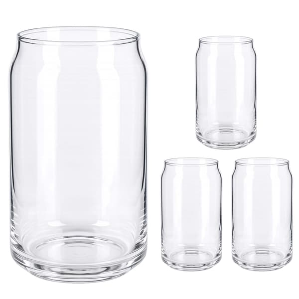 Klare dåseformede longdrinkglas, sæt med 4