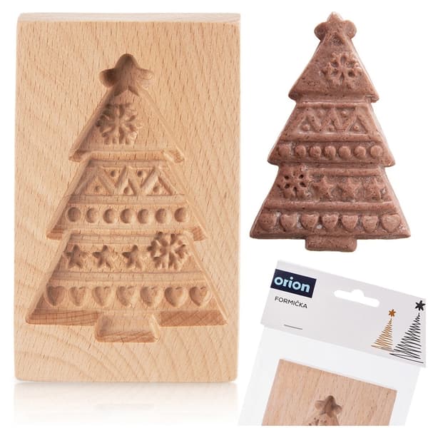 Julgransform i trä, kakform, 13x8 cm