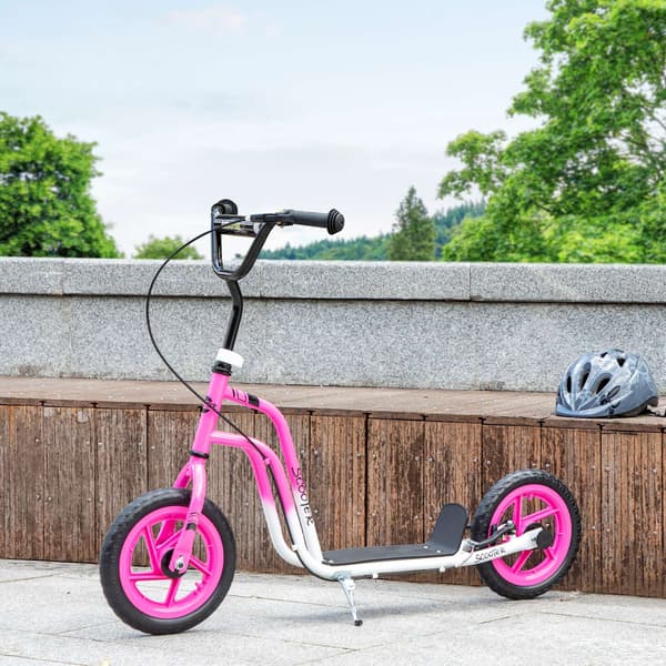 Barnsparkcykel, justerbart styre, stora hjul, rosa