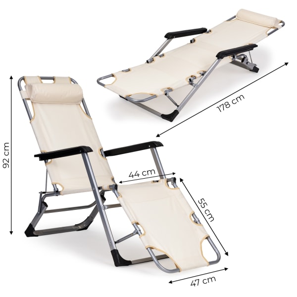Liggestol, havestol, foldbar 2-i-1 liggestol
