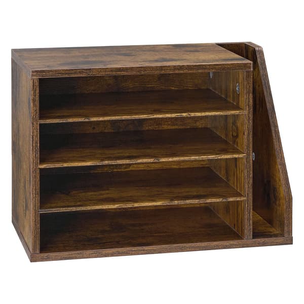 Litteraturorganisator, MDF-postsorterer med 4 rum, brun
