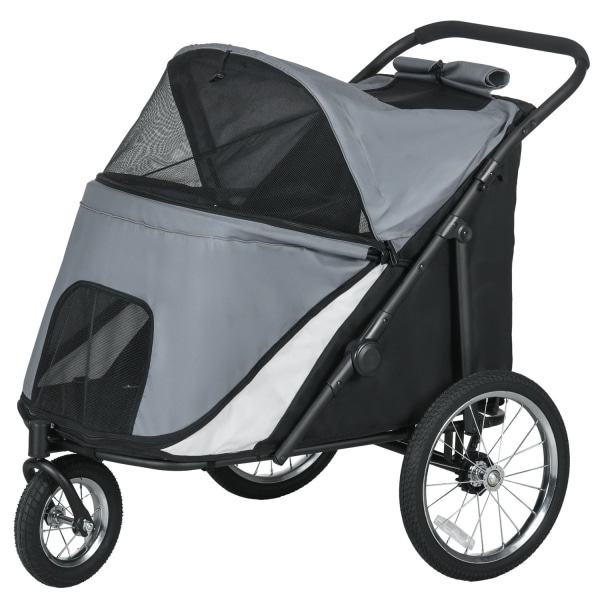 Hundevogn Hundevogn Mesh Vindue Foldbar Kattevogn Sikkerhedssnor Store Gummihjul Op Til 30 Kg Oxford Grey