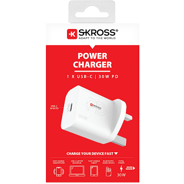 Rejseoplader UK mv. USB-C PD 30W Ujordet