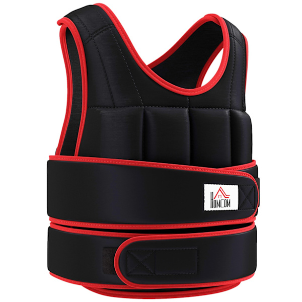 20 kg Træningsvest Vægtvest med dobbeltstropper Justerbar styrketræning Fitness Oxford Metal Sand Sort + Rød 60 x 50 cm