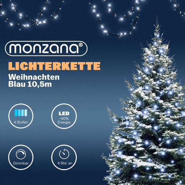 Siniset LED-valoketjut, 160 LEDiä, 105 m, ajastintoiminto