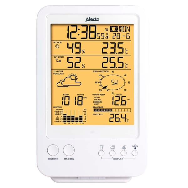 Professionell väderstation med trådlös sensor vit