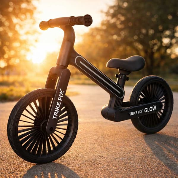 Børnebalancecykel, LED-stel, 12-tommer EVA-hjul, sort