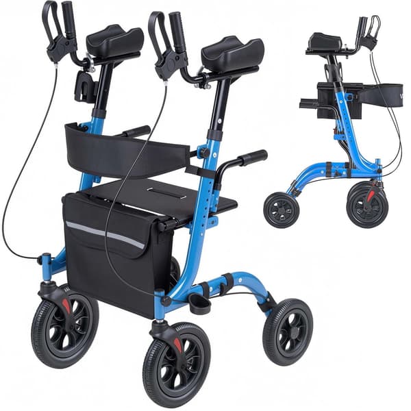 Rollator med sæde, foldbar aluminium, 136 kg