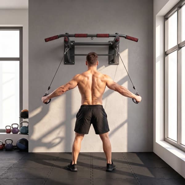 Hopfällbar väggmonterad pull-up-stång, halkfria skumgrepp, svart