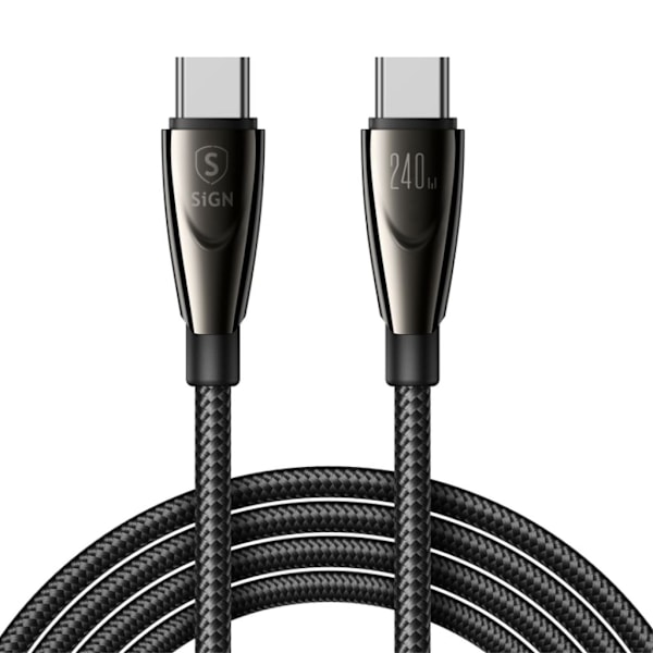 USB-C til USB-C-kabel 240W, 1,2m - Sort