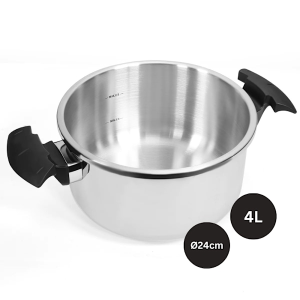 Royalty Line RL-24PS4L: 24 cm tryckkokare i rostfritt stål - 4L