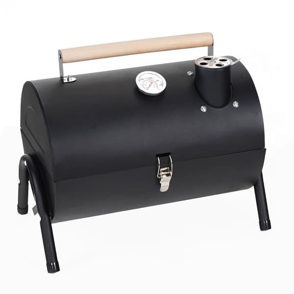 Bärbar kolgrill med termometer och skorsten