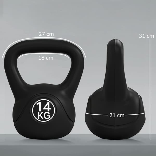 14 kg sort kettlebell med sandfyld til begyndere