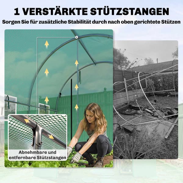 Drivhus 3x2x2m med rulledøre og netvinduer