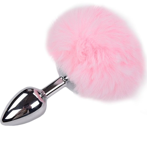 Alive - Anal Pleasure Plug Smooth Metal Fluffy Pink Storlek M