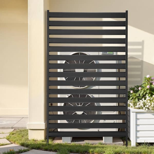 Fritstående metalskærm, 91 x 183 cm, sort