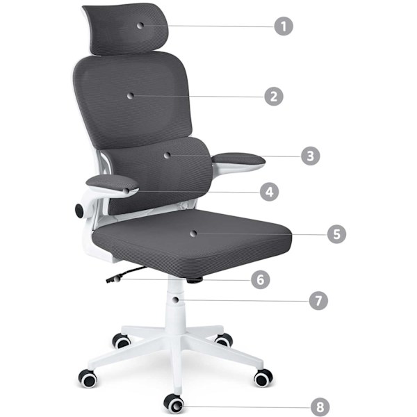 Elegant kontorstol i moderne designDenne elegante kontorstol er designet til dem, der værdsætter både komfort og stil.Hovedtræk:- Høj dens