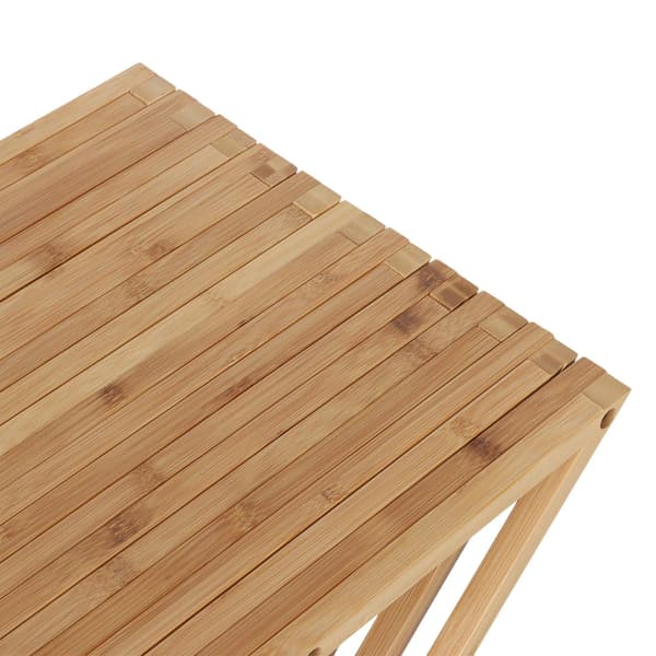 Hopfällbart växtställ i bambu – multifunktionell displaypall