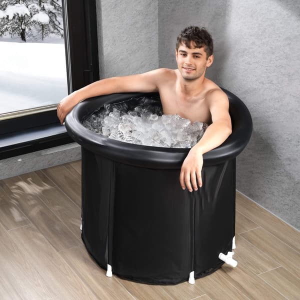 Isbadkar 90 cm, 370L Uppblåsbart kallbadkar med överdrag