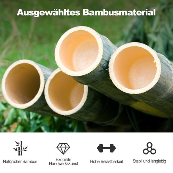 Hopfällbara barstolar i bambu, set om 2, sitthöjd 61 cm