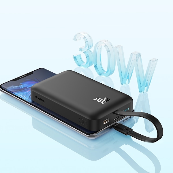 Mini Powerbank MagSafe 10000mAh 30W med USB-C-kabel 0,3m svart