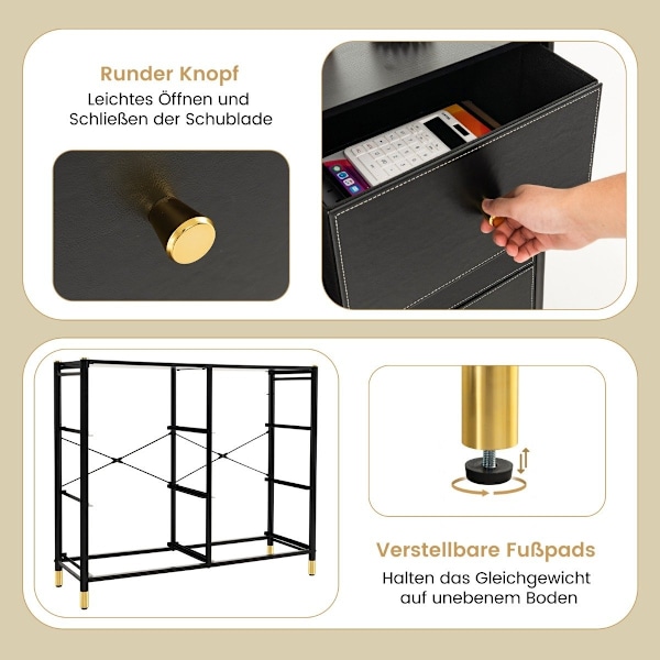 Lipasto makuuhuoneeseen 6 laatikkoa korkea kangas lipasto metallirunko 89 x 30 x 76,5 cm musta