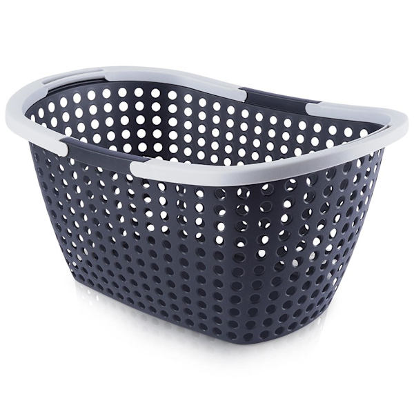 Komfortabel antracitkurv med grå hanke til shopping og picnic