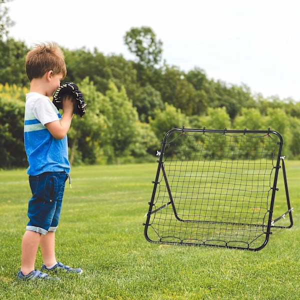 Football Rebounder Kickback Goal Rebound Wall Net Av Metallrör+Pe, 96X80X96 Cm, Svart