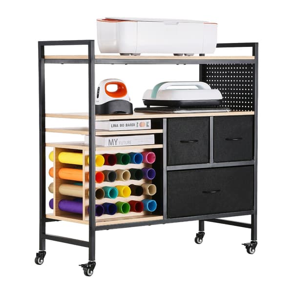 Rullende hobbyvogn til Cricut, 20 vinylholdere, 3 skuffer