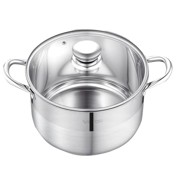 Rustfri stålgryde 8 qt, glaslåg, induktion