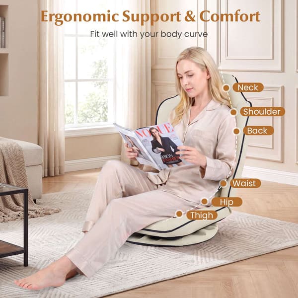 360 graders snurrande gamingstol, justerbart ryggstöd, beige