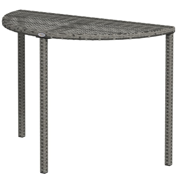 Balkon Bord Have Sidebord Havemøbler Halvrunde Polyrattan Metal Grå 100 X 50 X 74 Cm