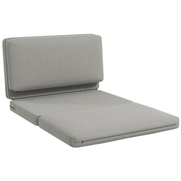 Gulvsofa 3-i-1 sammenfoldelig sovesofa med fløjlslook, polstret sovesofa kan holde op til 240 kg til soveværelse, stue, lysegrå