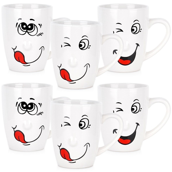 Keramikkrus smiley 350 ml 6 stk.