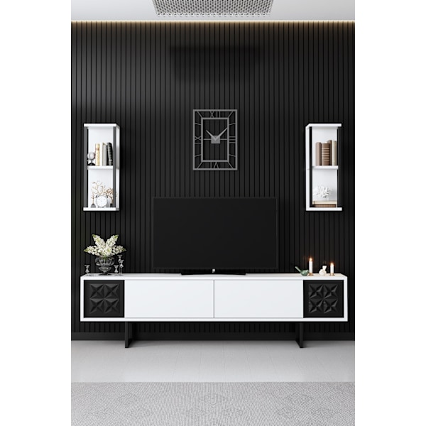 Vardagsrumsmöbler Set Black Line Set - Vit, Svart